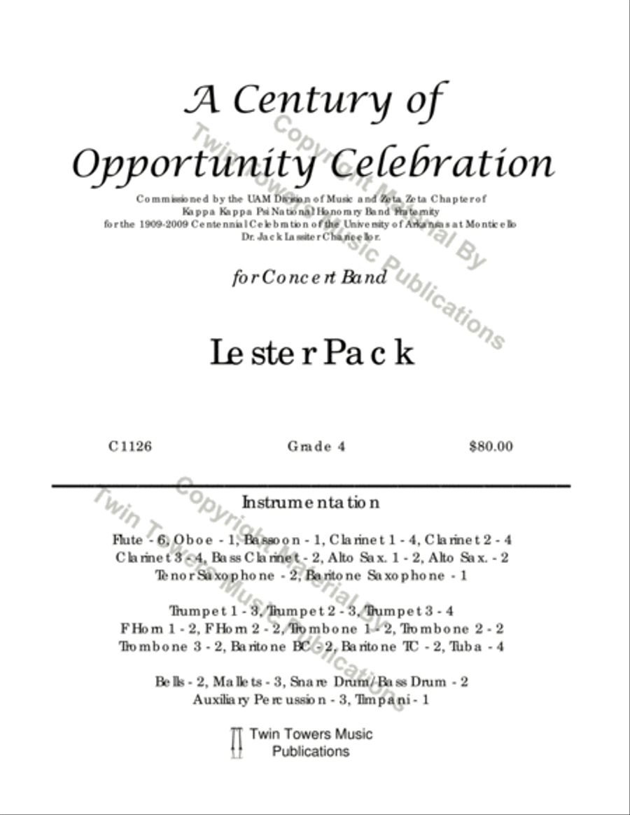 A Century of Opportunity Celebration Concert Band scores gallery preview page 2