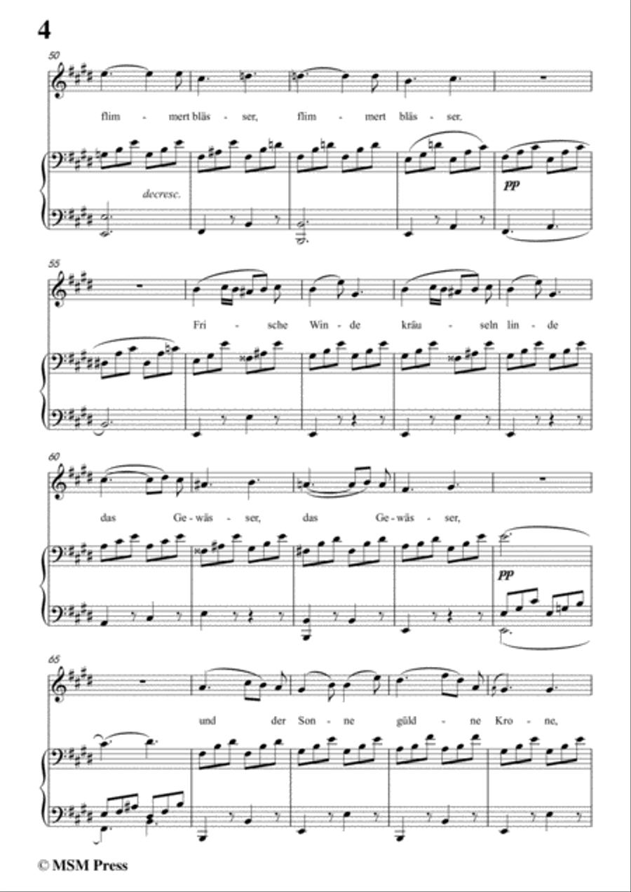 Schubert-Erlafsee,Op.8 No.3,in E Major,for Voice&Piano Voice scores gallery preview page 6