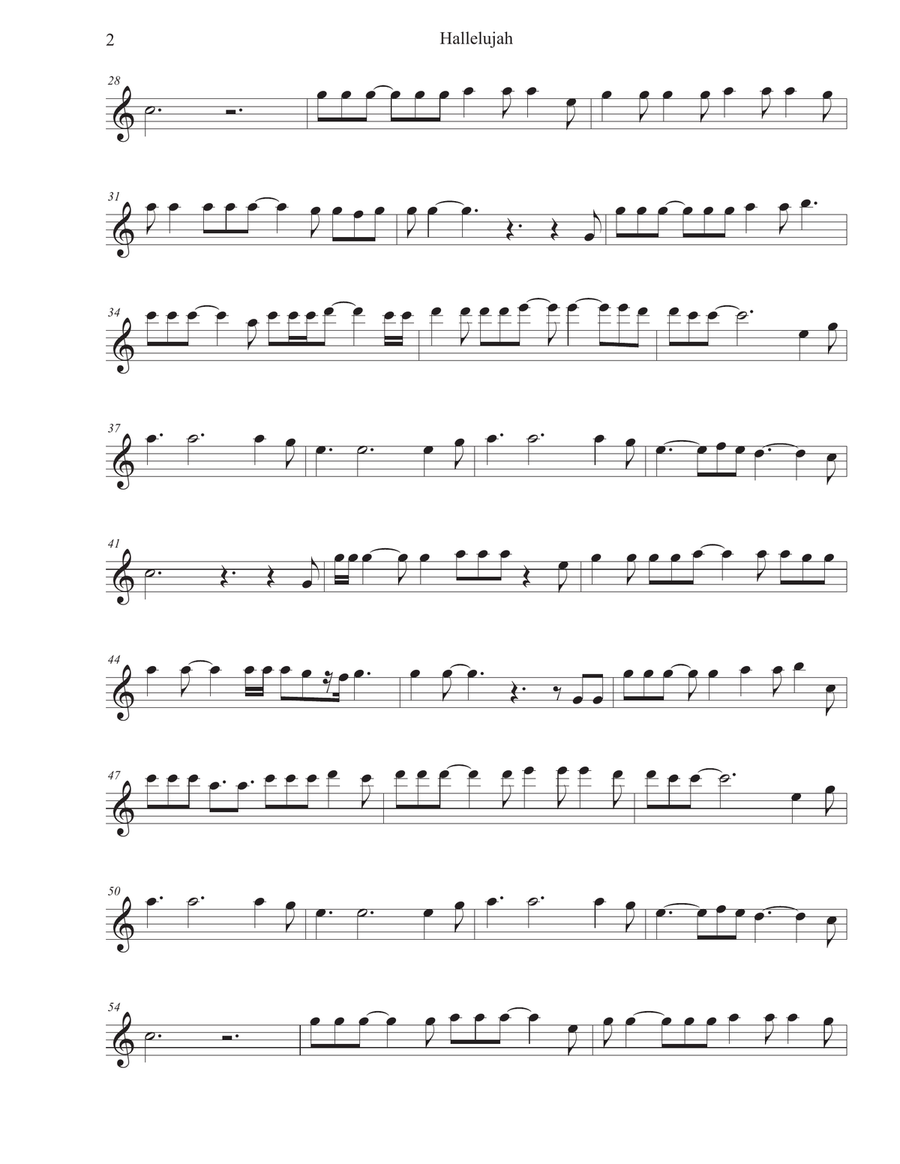 Hallelujah Flute Solo scores gallery preview page 2