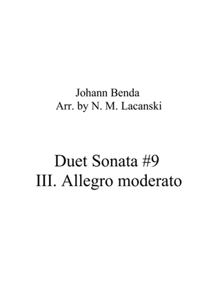 Book cover for Duet Sonata #9 Movement 3 Allegro moderato
