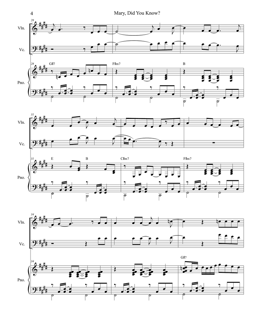 Mary, Did You Know? Piano Trio scores gallery preview page 4