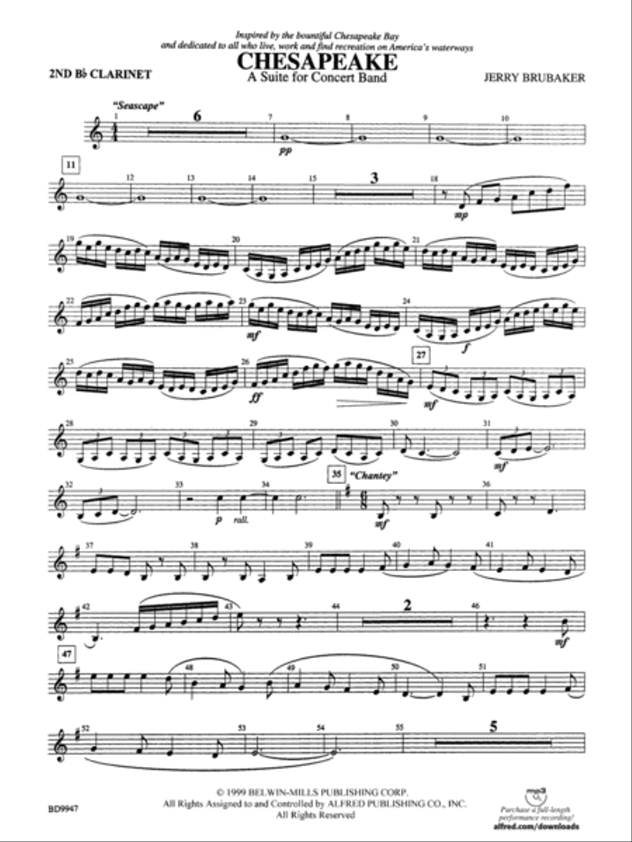 Chesapeake: 2nd B-flat Clarinet Concert Band scores gallery preview page 1