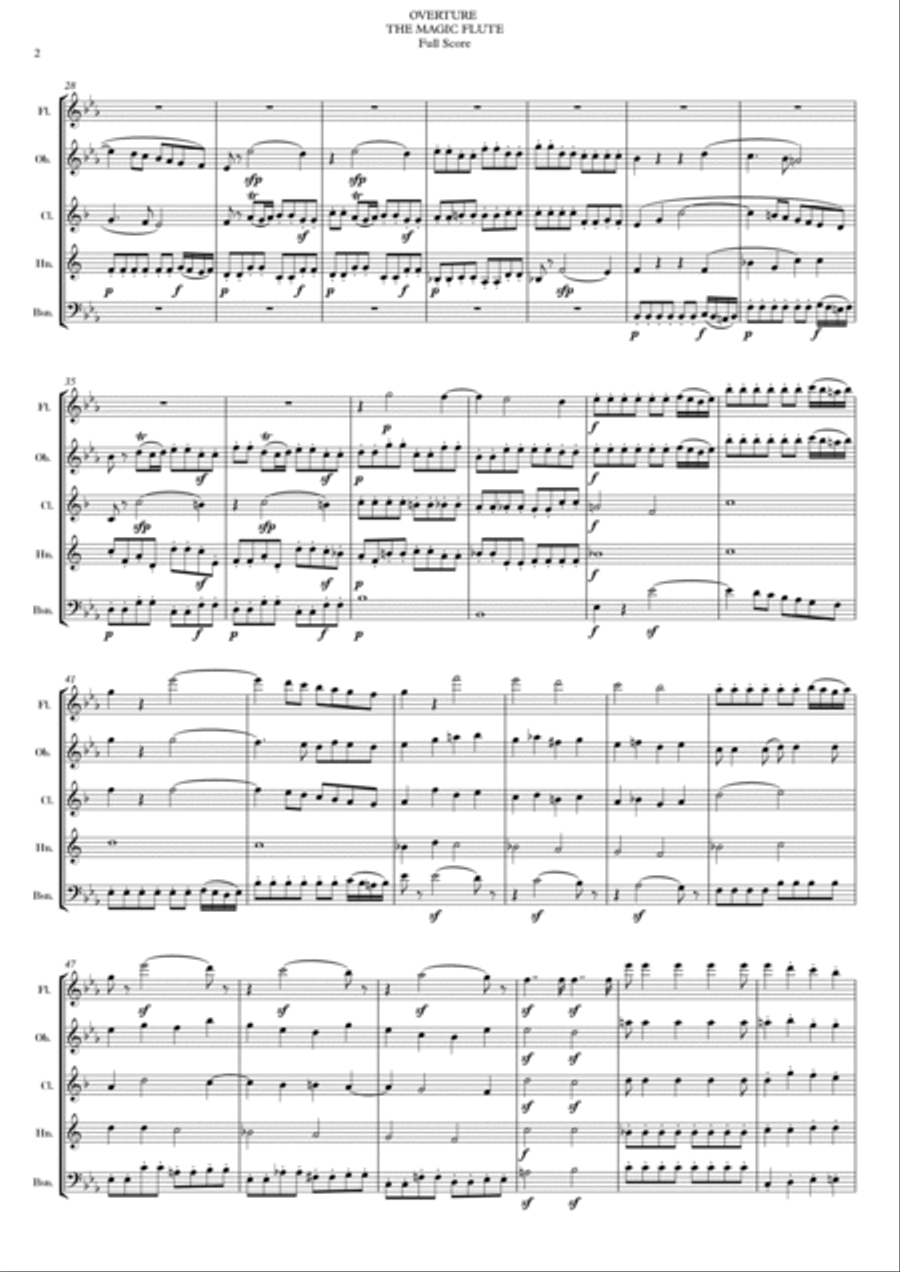 OVERTURE THE MAGIC FLUTE (DIE ZAUBERFLÖTE) W. A. MOZART Woodwind Quintet scores gallery preview page 4