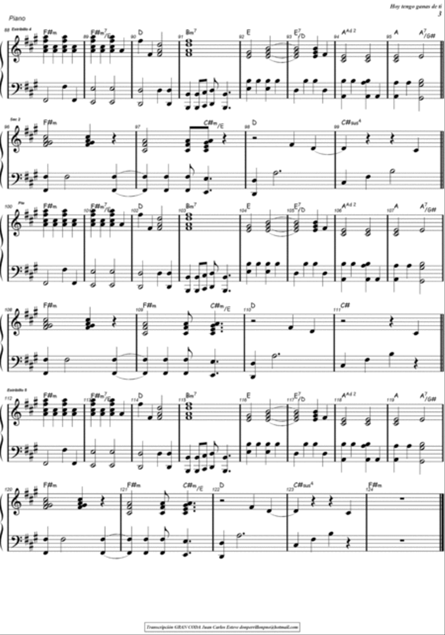 Hoy Tengo Ganas De Ti Hoy Tengo Ganas De Ti Bass Voice scores gallery preview page 3