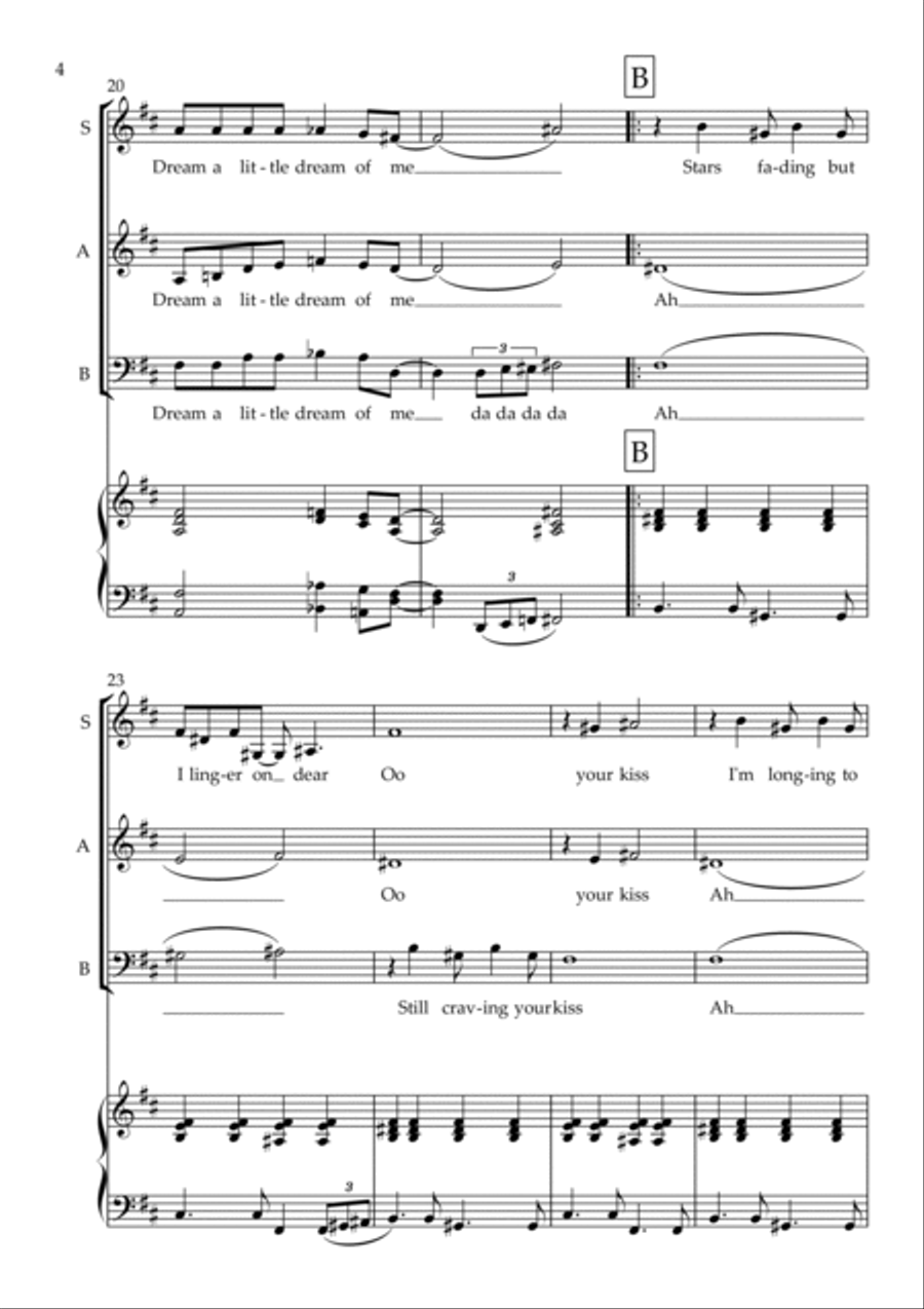 Dream A Little Dream Of Me 3-Part scores gallery preview page 5