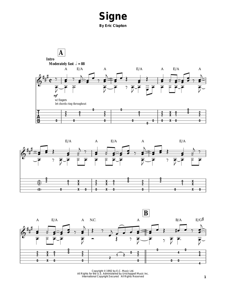 Signe Acoustic Guitar scores gallery preview page 1