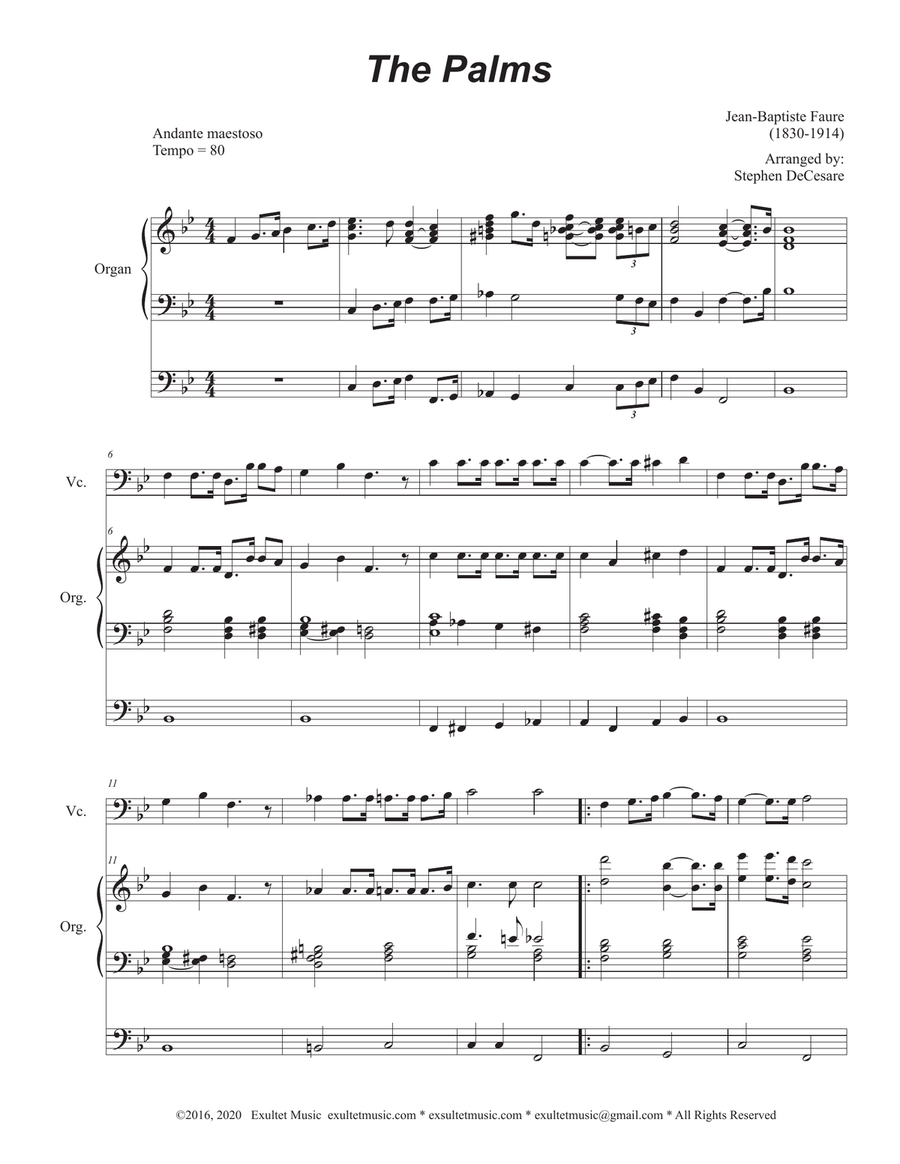 The Palms (Cello solo and Organ) The Palms (Cello solo and Organ) Cello Solo scores gallery preview page 1