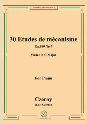 Book cover for Czerny-30 Etudes de mécanisme,Op.849 No.7,Vivace in C Major,for Piano