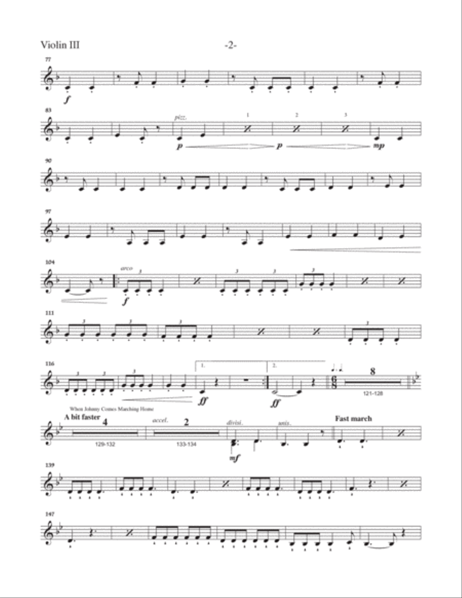 Celtic Arms - Violin III part Full Orchestra scores gallery preview page 2