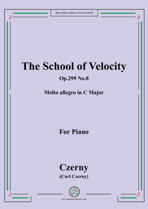 Book cover for Czerny-The School of Velocity,Op.299 No.8,Molto allegro in C Major,for Piano