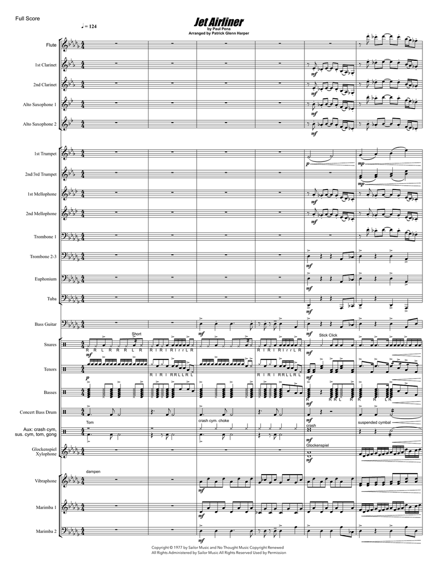 Jet Airliner Marching Band scores gallery preview page 1