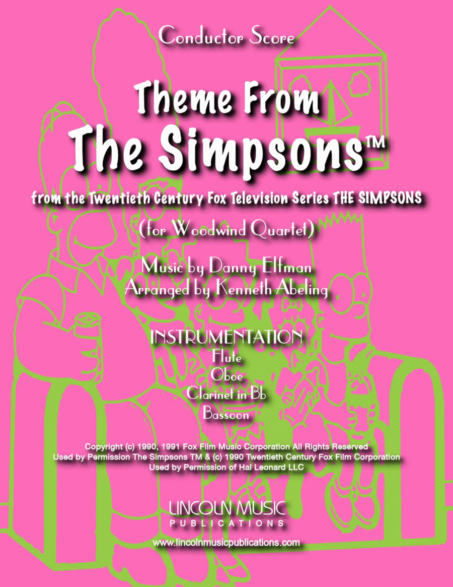 Theme From The Simpsons TM from the Twentieth Century Fox Television Series THE SIMPSONS Woodwind Quartet scores gallery preview page 1