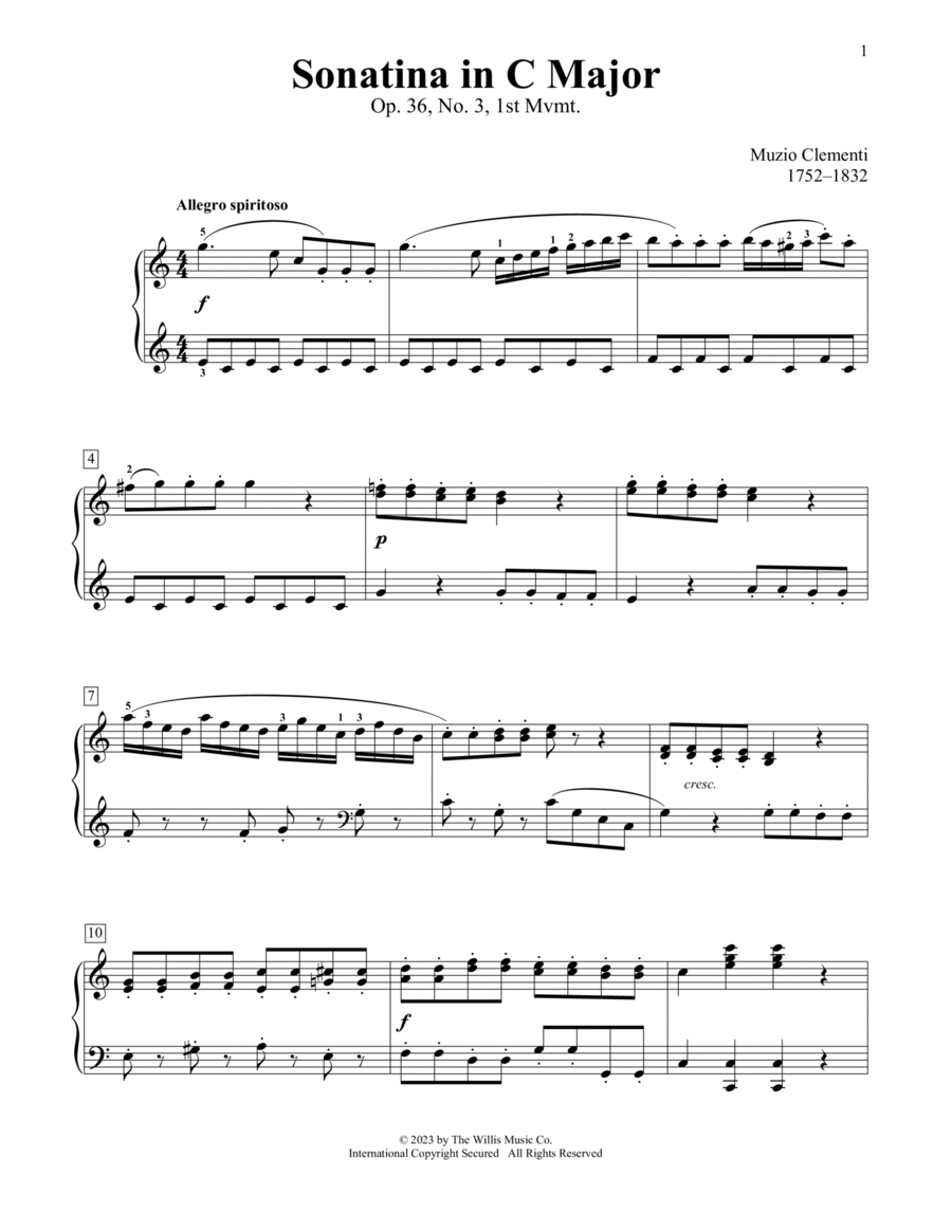 Sonatina In C Major, Op. 36, No. 3, 1st Mvmt