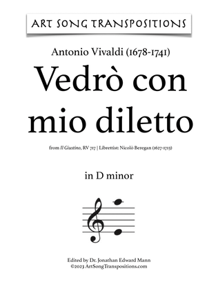 Book cover for VIVALDI: Vedrò con mio diletto (transposed to D minor)