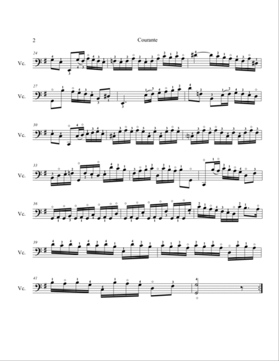 Courante from Cello Suite No.1 in G Major Cello Solo scores gallery preview page 2