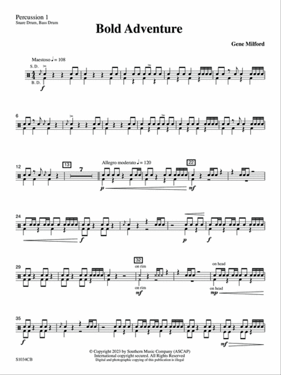 Bold Adventure - Percussion 1 Concert Band scores gallery preview page 2