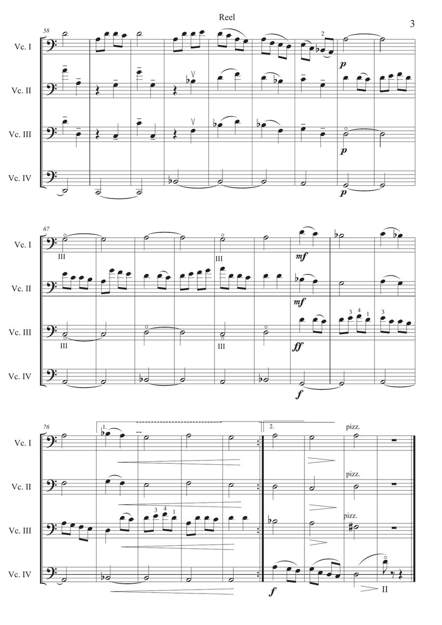 Reel for Cello Ensemble String Orchestra scores gallery preview page 3