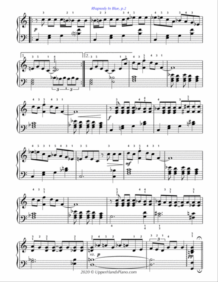 Rhapsody in Blue (simplified for the Early Intermediate to Intermediate Pianist) Piano Solo scores gallery preview page 2