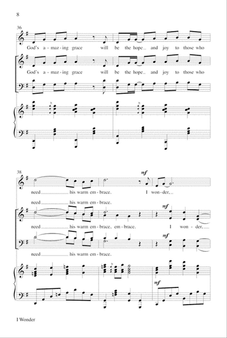 I Wonder Unison Choir scores gallery preview page 8