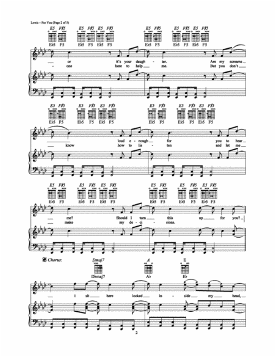 For You Piano, Vocal, Guitar scores gallery preview page 2