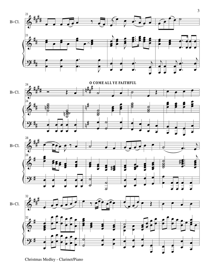 CHRISTMAS JOY MEDLEY (Sing-A-Long with Bb Clarinet and Piano) B-Flat Clarinet scores gallery preview page 3
