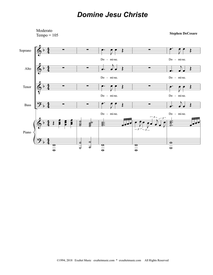 Domine Jesu Christe (from "Requiem Mass" - Piano/Vocal Score) image number null