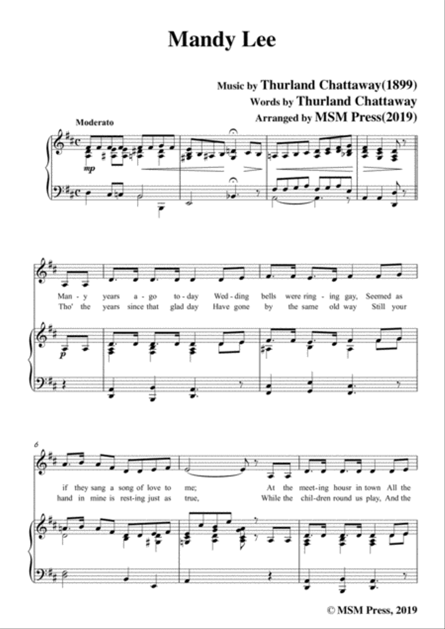 Thurland Chattaway-Mandy Lee,in D Major,for Voice and Piano Voice Solo scores gallery preview page 3