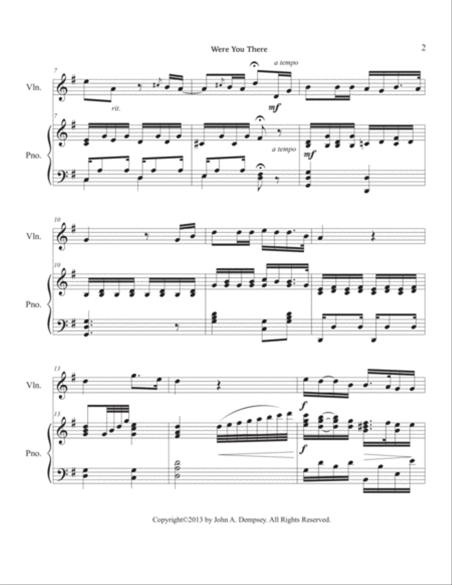 Were You There (Violin and Piano) Violin Solo scores gallery preview page 6