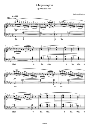 Schubert - 4 Impromptus in A♭ Major - Op.90 D.899 No.4 - Original With Fingered