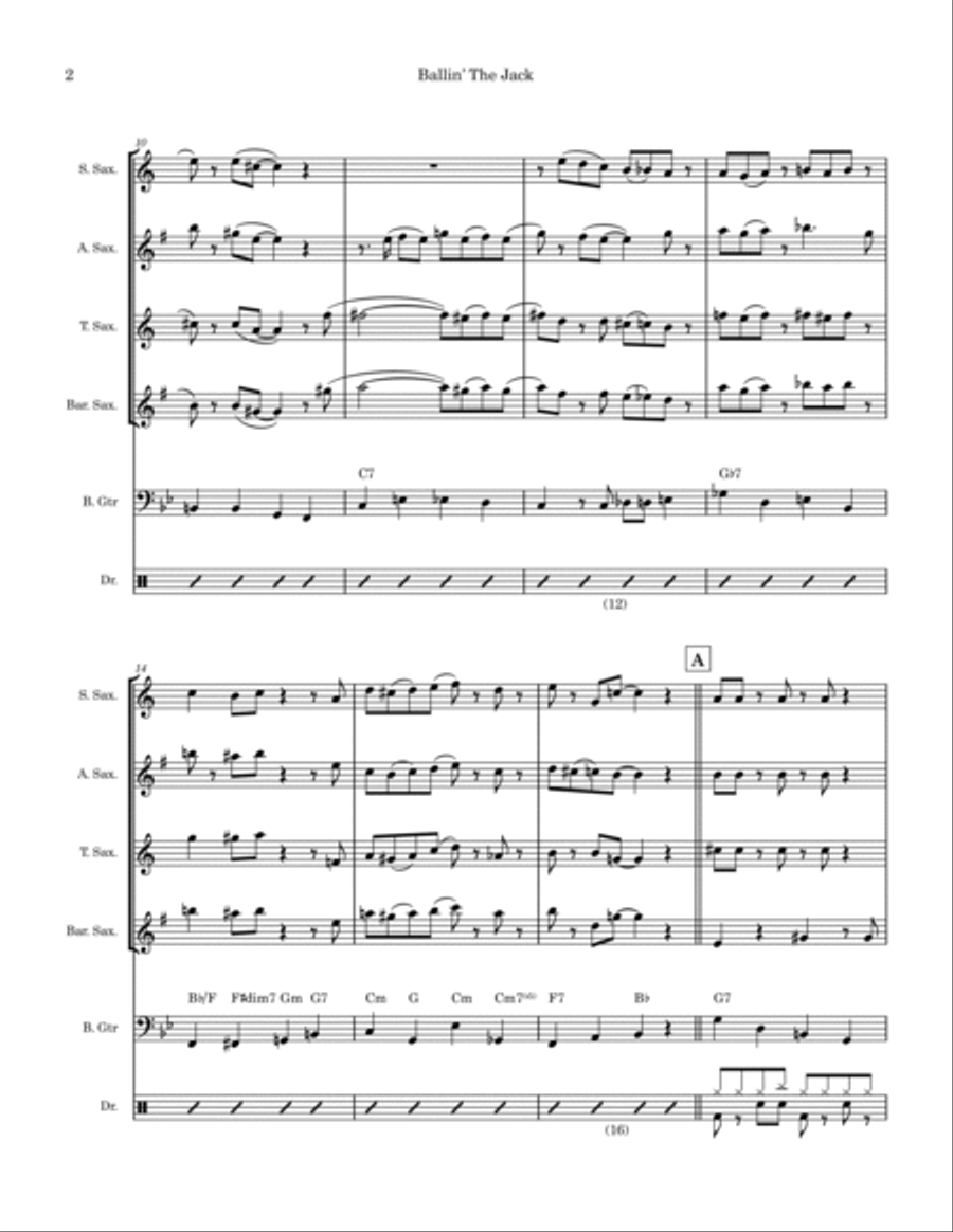 Ballin' The Jack Saxophone Quartet scores gallery preview page 2