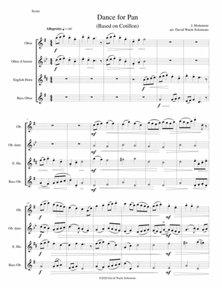 Dance for Pan (based on Cotillon) for oboe consort (oboe, oboe d'amore, cor anglais and bass oboe)
