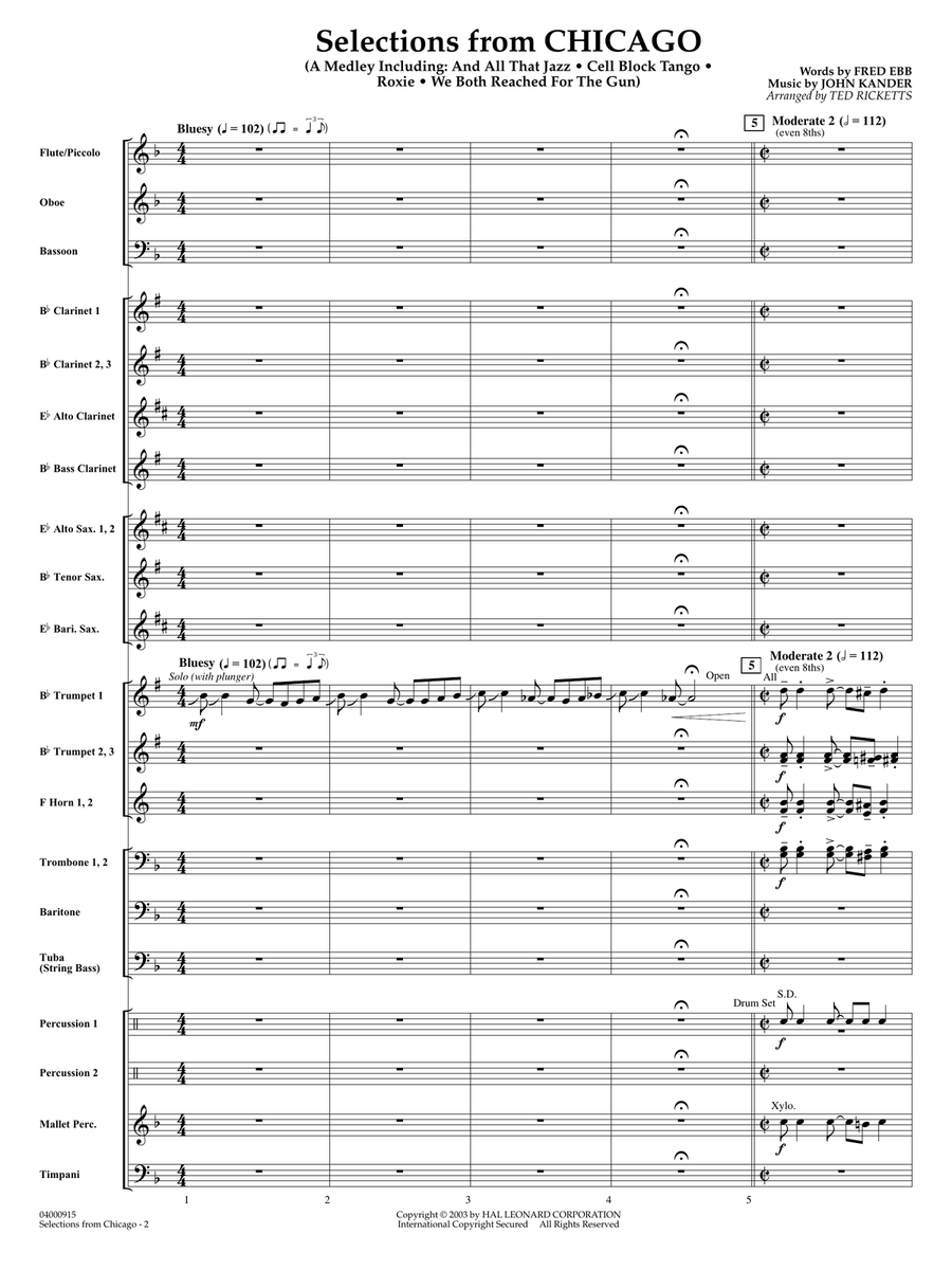 Selections from Chicago (arr. Ted Ricketts) - Full Score Concert Band scores gallery preview page 2