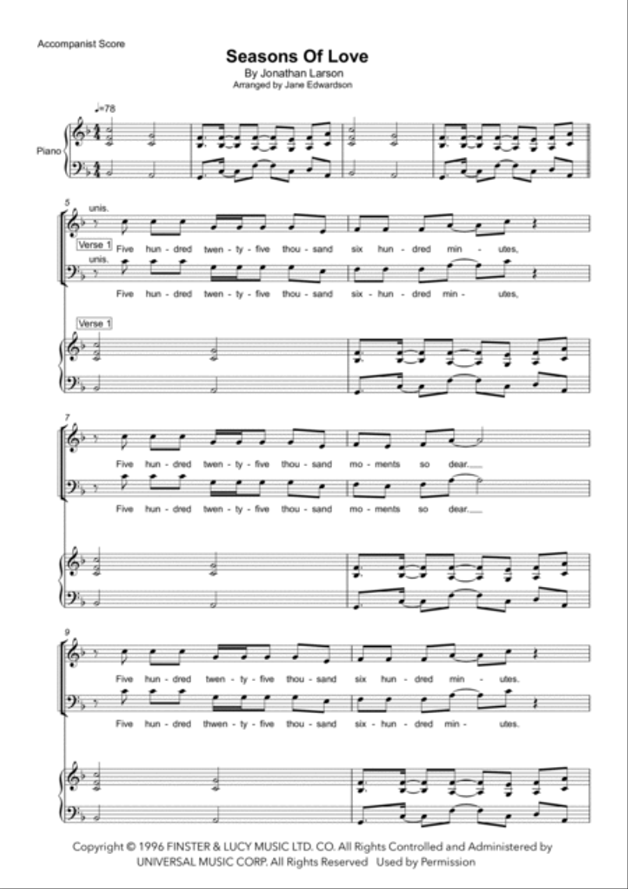 Seasons Of Love 4-Part scores gallery preview page 3