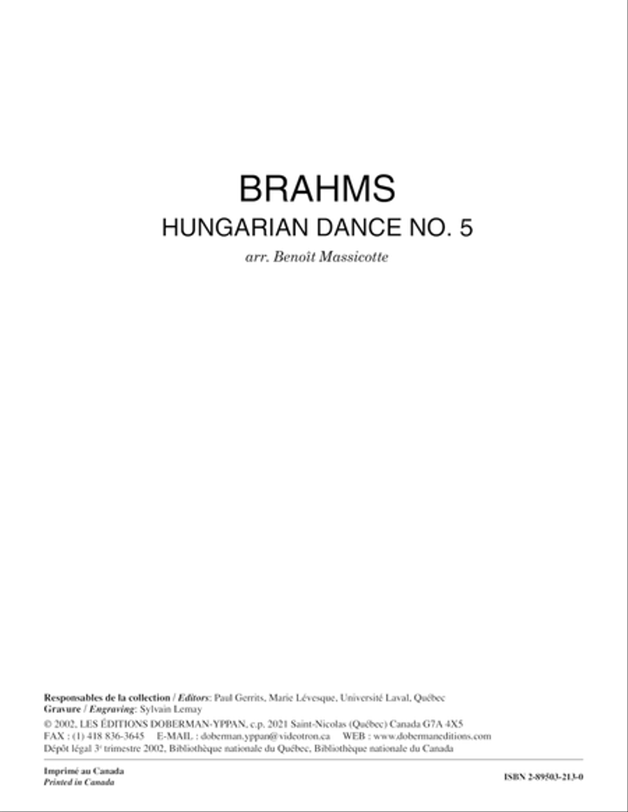 Hungarian Dance no. 5 Hungarian Dance no. 5 Guitar Ensemble scores gallery preview page 1