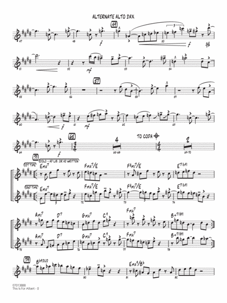 This Is For Albert (arr. Mark Taylor) - Alternate Alto Sax