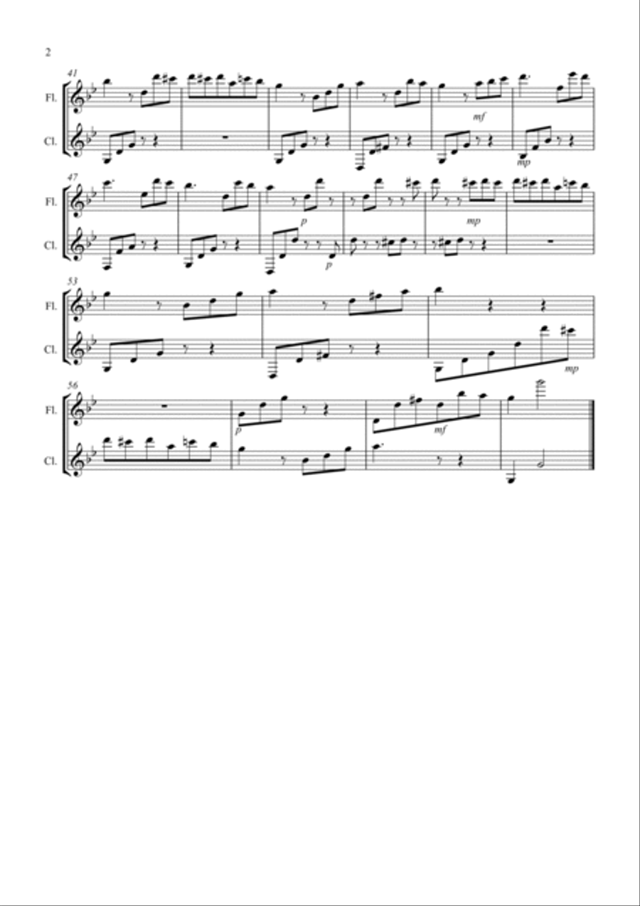 Fur Elise for Flute and Clarinet Duet Woodwind Duet scores gallery preview page 2
