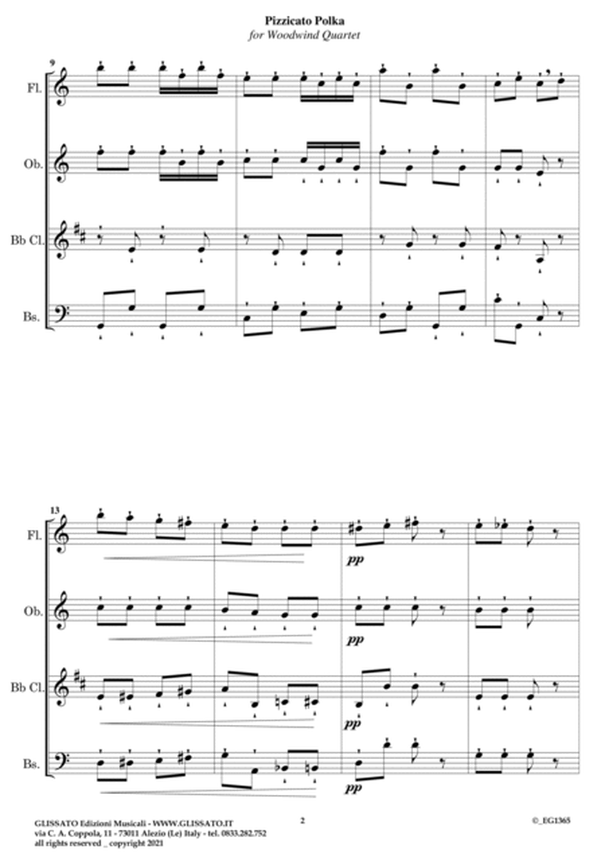 Pizzicato Polka - Woodwind Quartet (score & parts) image number null