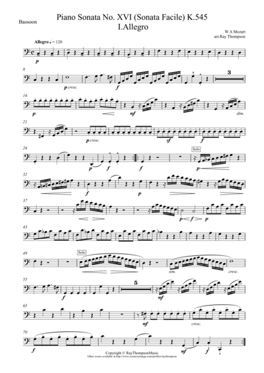 Mozart: Piano Sonata No.16 in C K.545 (Sonata facile/semplice) Mvt.I Allegro - wind quintet image number null