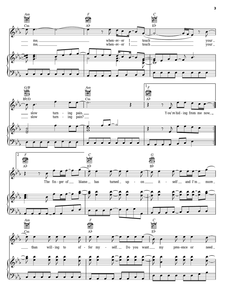 Fall At Your Feet Fall At Your Feet Piano, Vocal, Guitar scores gallery preview page 3