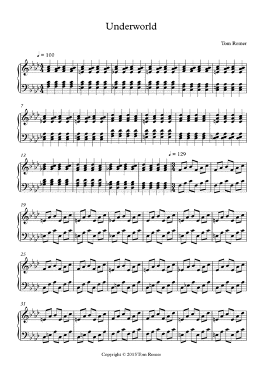 Underworld Underworld Piano Solo scores gallery preview page 1