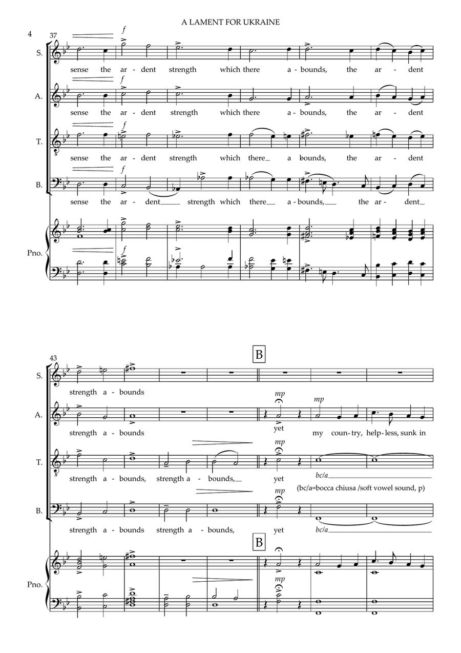 A LAMENT FOR UKRAINE, for SATB a cappella choir 4-Part scores gallery preview page 4
