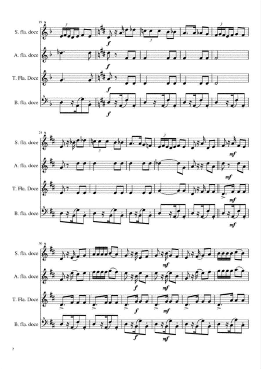 Habanera de Bizet para Quarteto de Flauta Doce (Soprano, Contralto, Tenor e Baixo) Woodwind Quartet scores gallery preview page 3