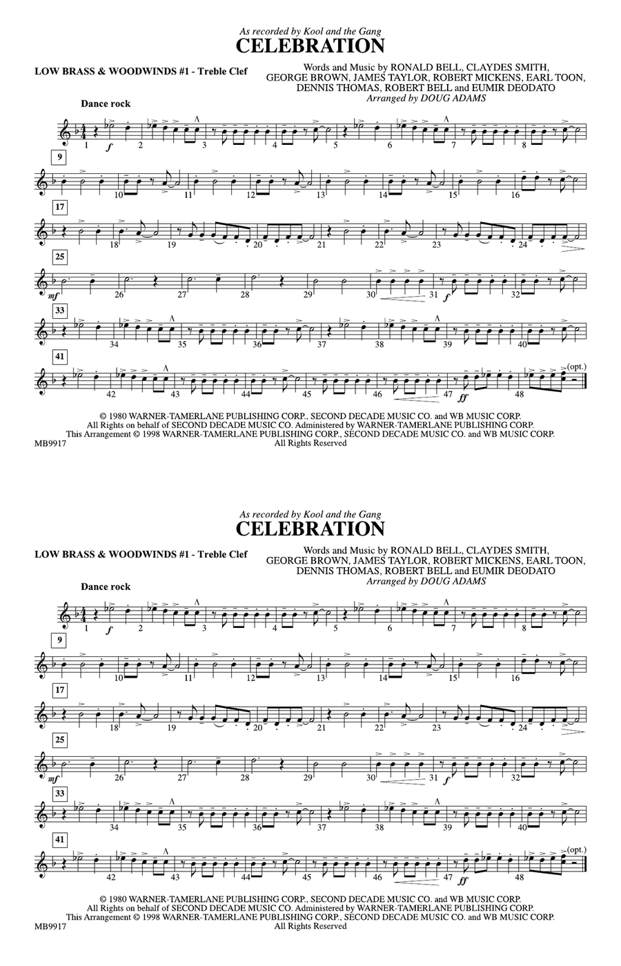 Celebration: Low Brass & Woodwinds #1 - Treble Clef