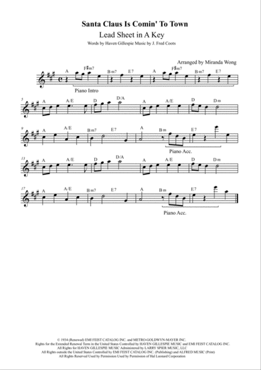 Santa Claus Is Comin' To Town Small Ensemble scores gallery preview page 1
