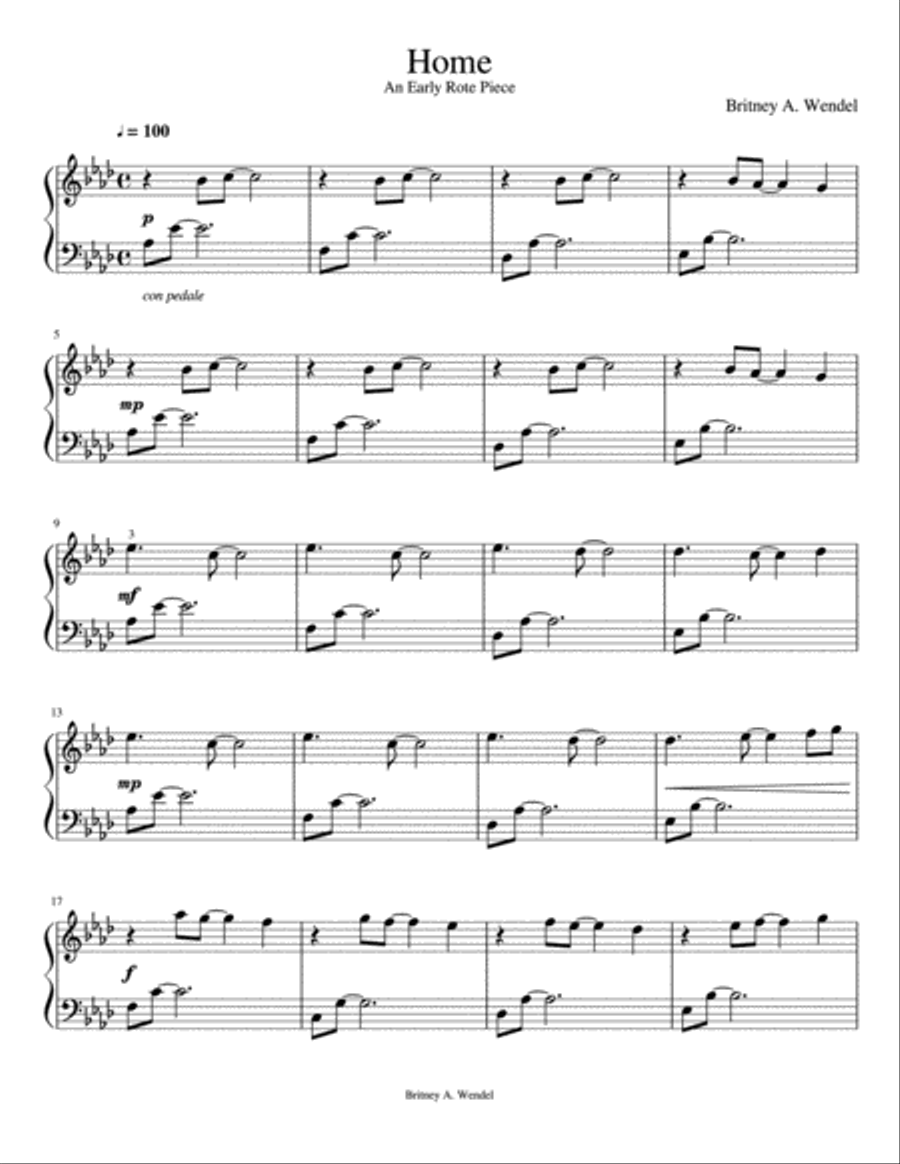 Home - An Early Rote Piece Easy Piano scores gallery preview page 2