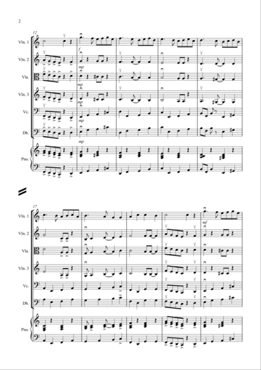 Ding Dong Merrily on High (Jazzy Style!) for String Orchestra String Quartet scores gallery preview page 2