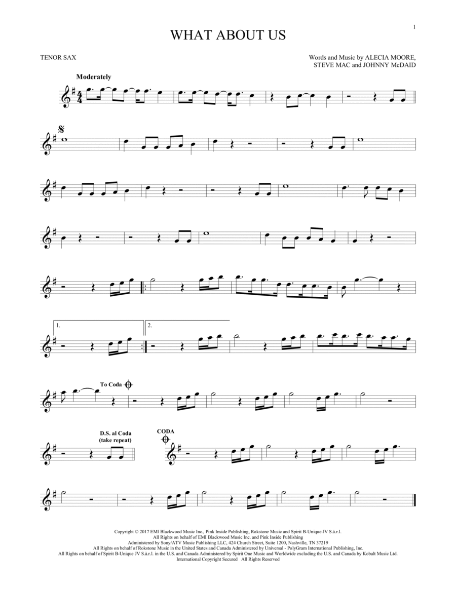 What About Us Tenor Saxophone scores gallery preview page 1