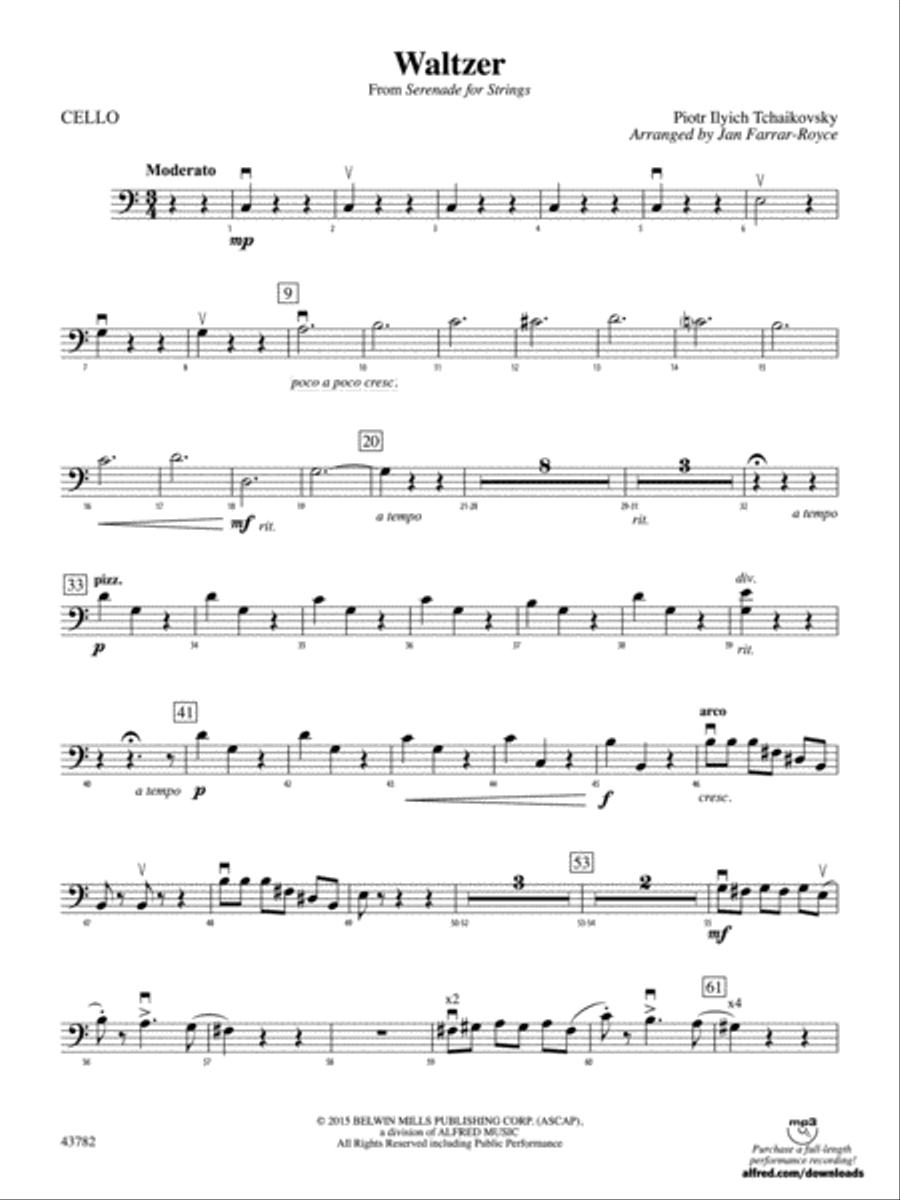 Waltzer: Cello String Orchestra scores gallery preview page 1