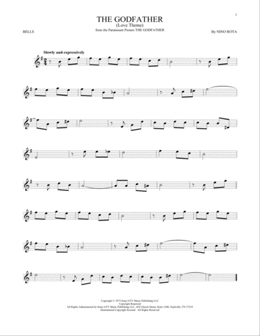 The Godfather (Love Theme) Glockenspiel scores gallery preview page 1