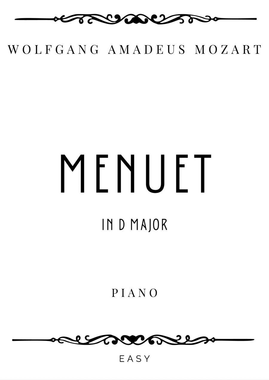 Mozart - Menuet in D Major K 7 - Easy Piano Method scores gallery preview page 1
